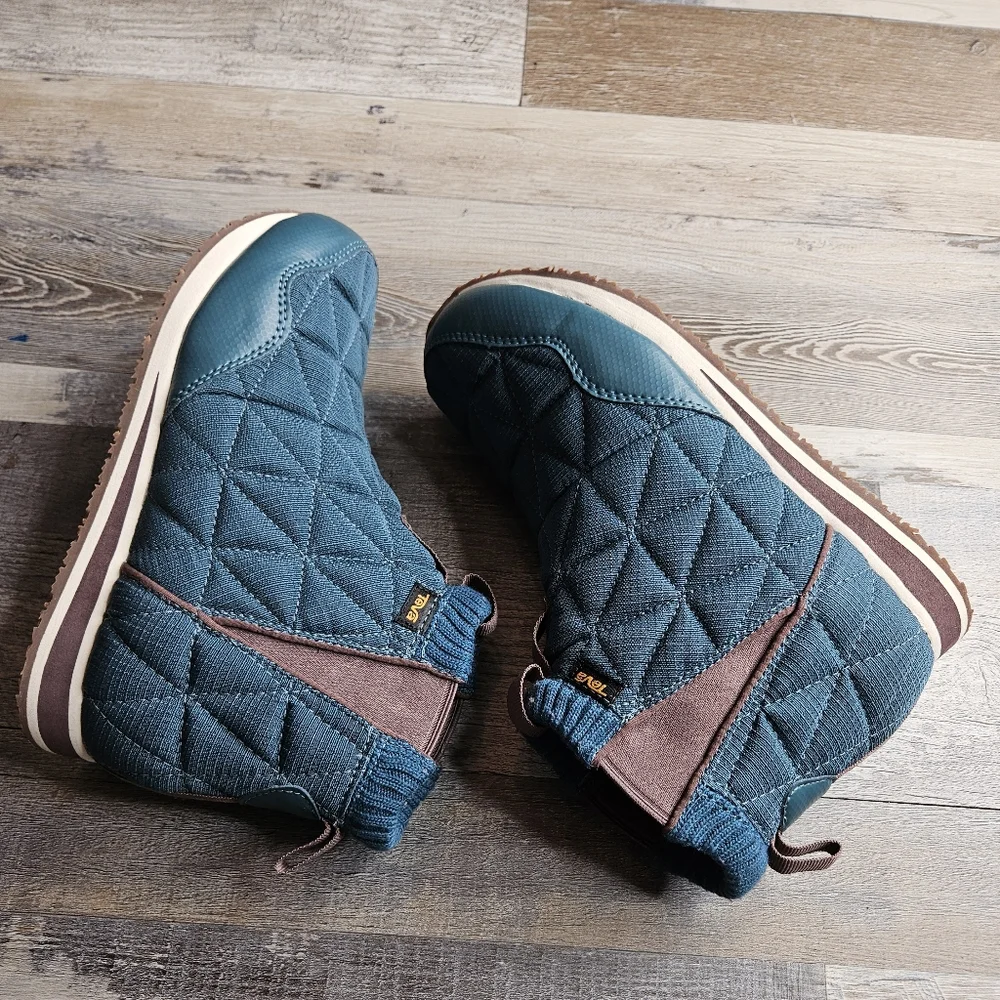 Teva ReEmber Mid Platform Chelsea Bootie Size 7 Teal Quilted